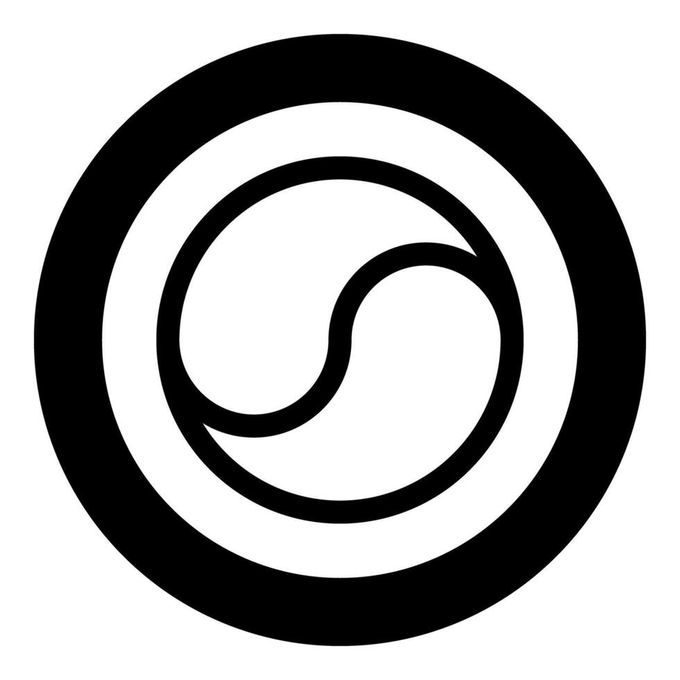 Yin Yang Taoism symbol harmony equilibrium concept icon in circle round black color solid outline style vector