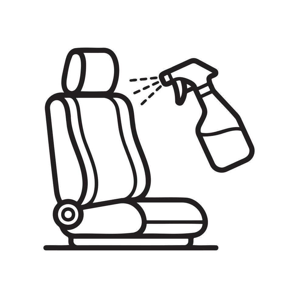 Car Seat Cleaning Icon, Auto Interior Sanitizing . vector