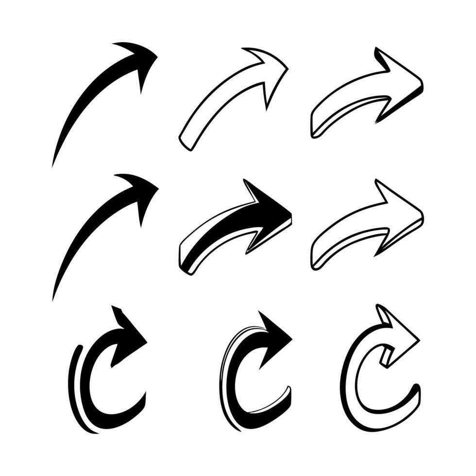 Hand drawn arrow Sign collection set vector
