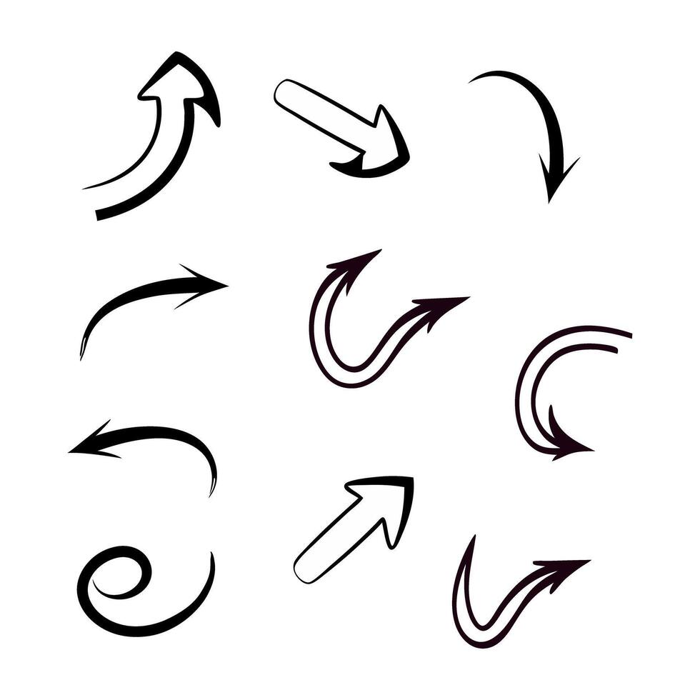 Hand drawn arrow symbol collection set vector