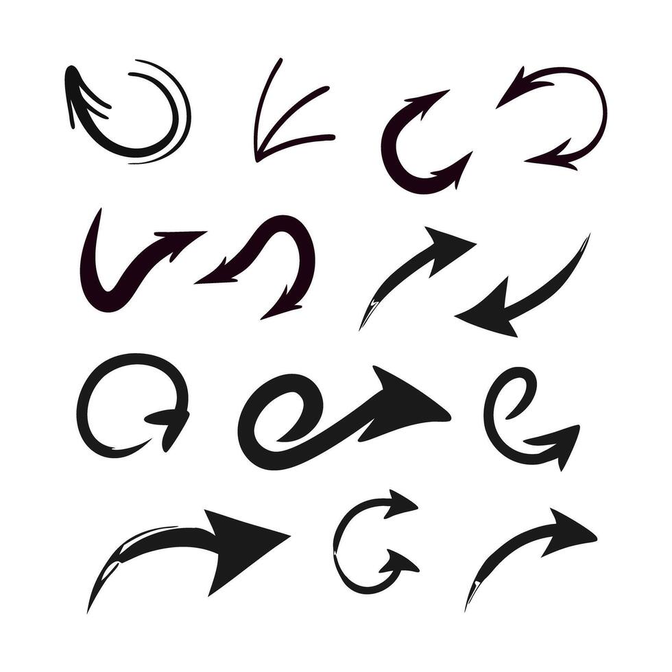 Hand drawn arrow doodle collection set vector