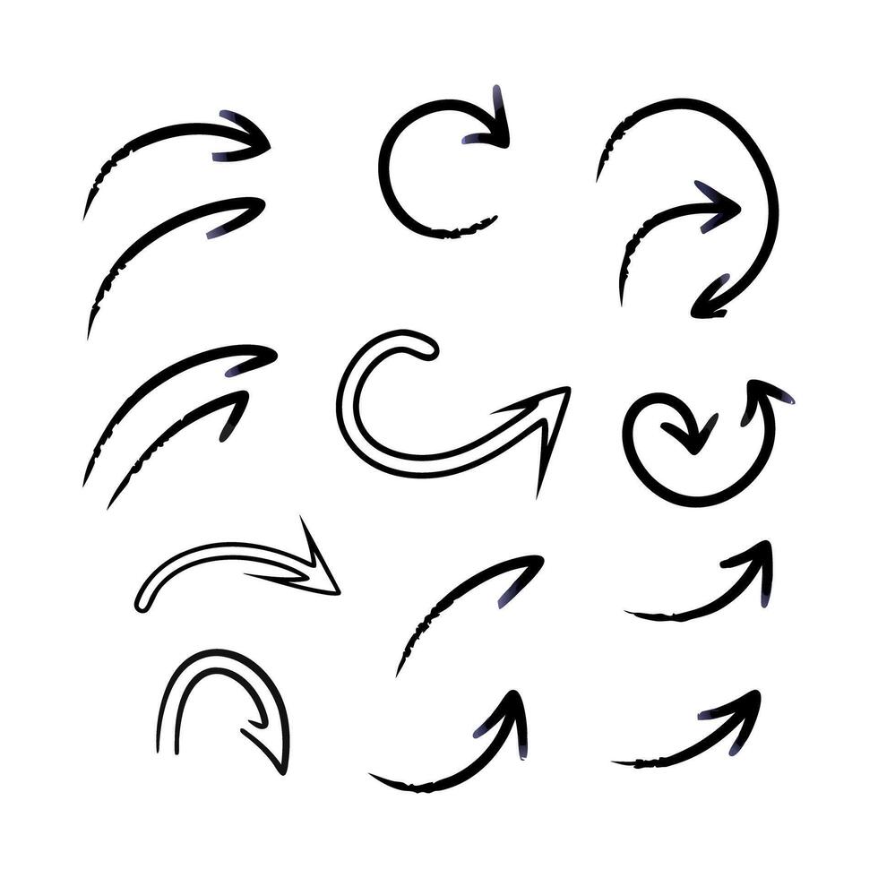 Handdrawn arrow collection set vector