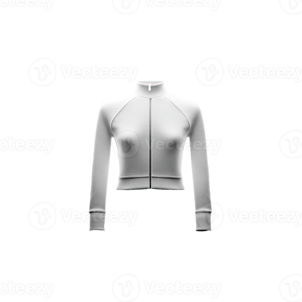 A white jacket with a zipper on the front png