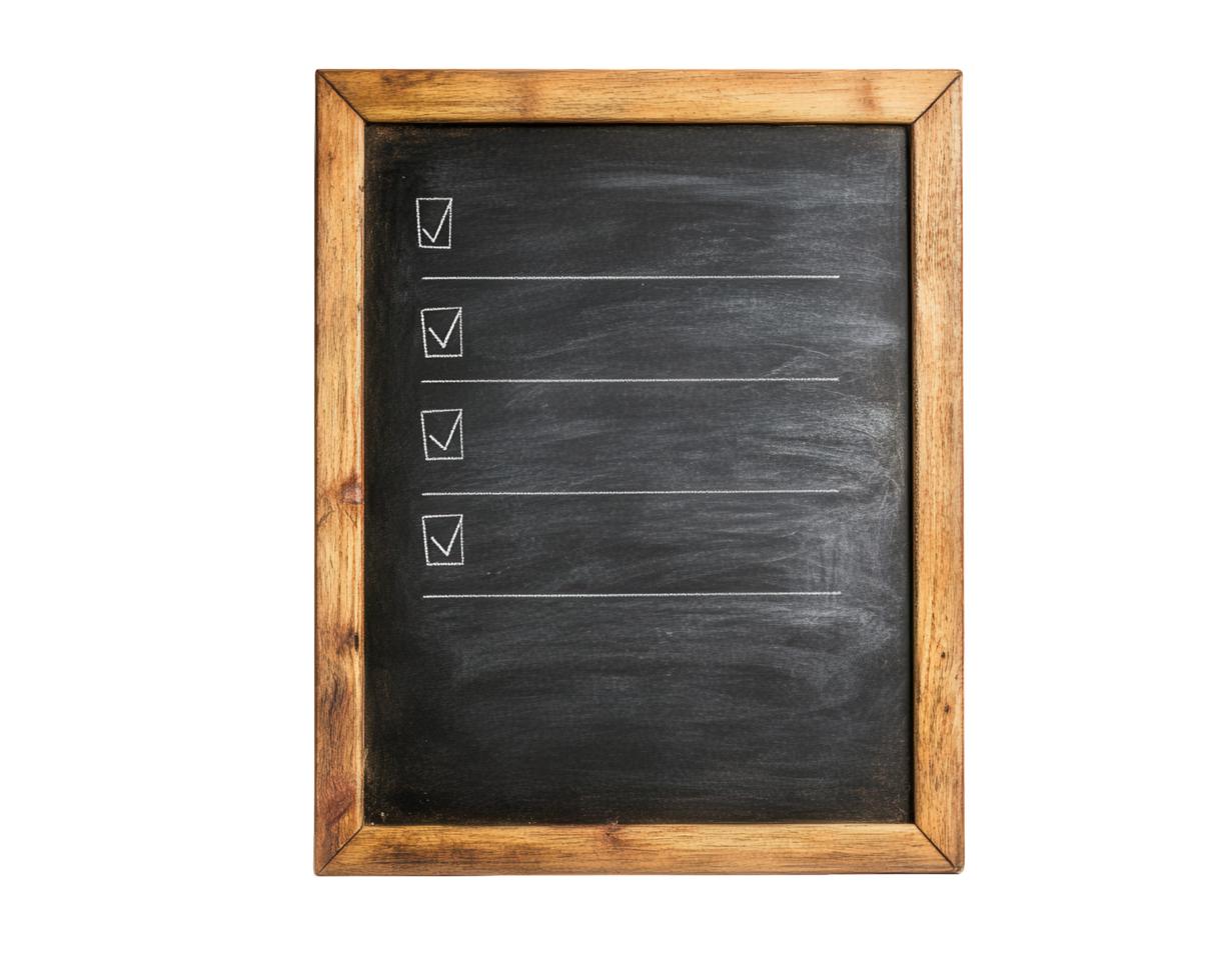chalkboard with to do list and checkboxes, perfect for organizing tasks and reminders. Ideal for home or office use, adding rustic touch to your space png