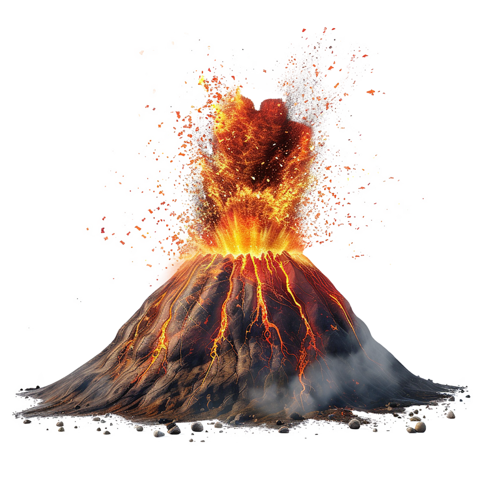 Erupting Volcano Fiery Lava Explosion Powerful Nature png