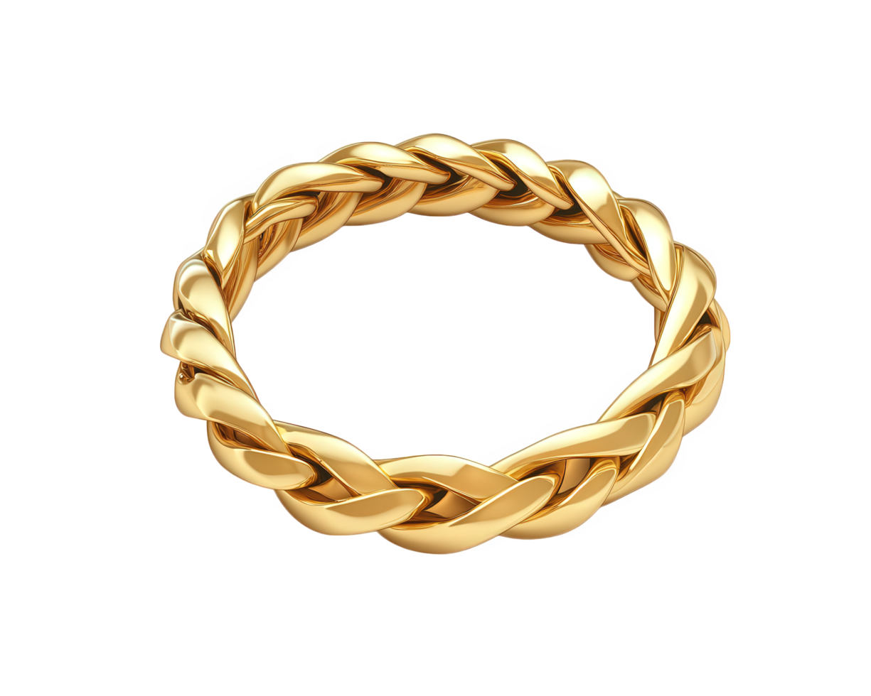braided gold ring isolated on transparency background, showcasing its elegant design and shine. Perfect for jewelry enthusiasts and fashion lovers png