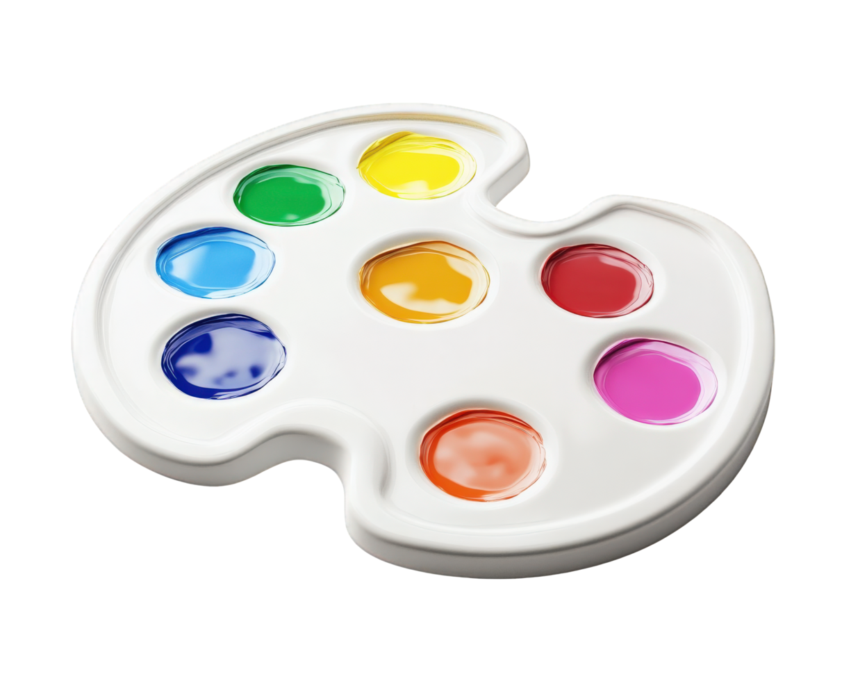 paint palette with vibrant colors isolated on transparency background, perfect for artists and creative projects. This captures essence of artistic expression and creativity png