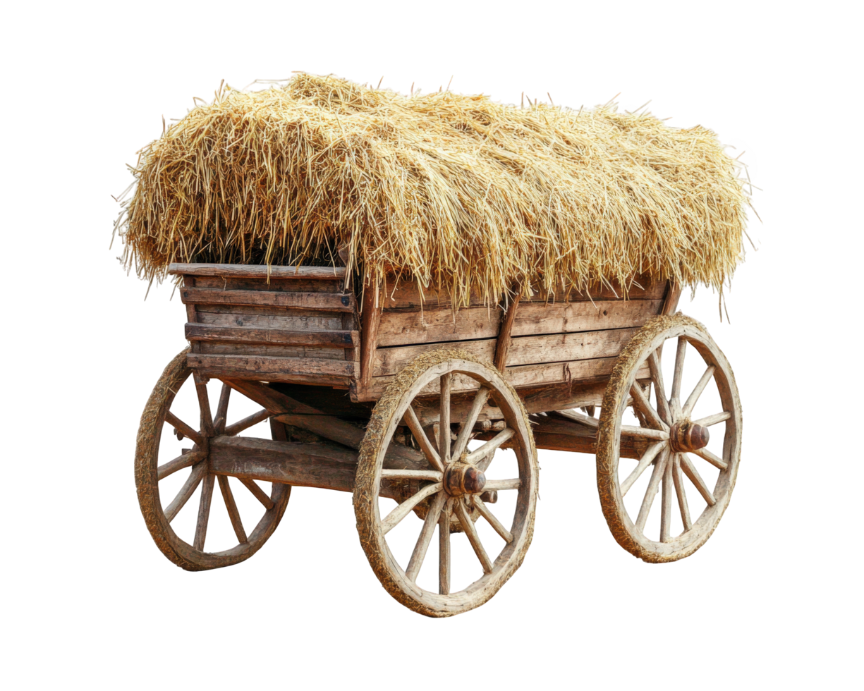 A wagon with hay on it is shown png