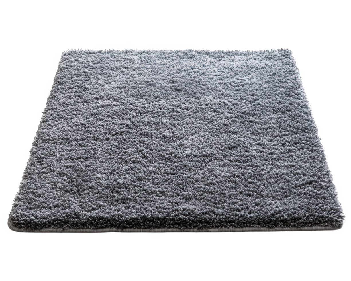 A grey shaggy rug on a black background png
