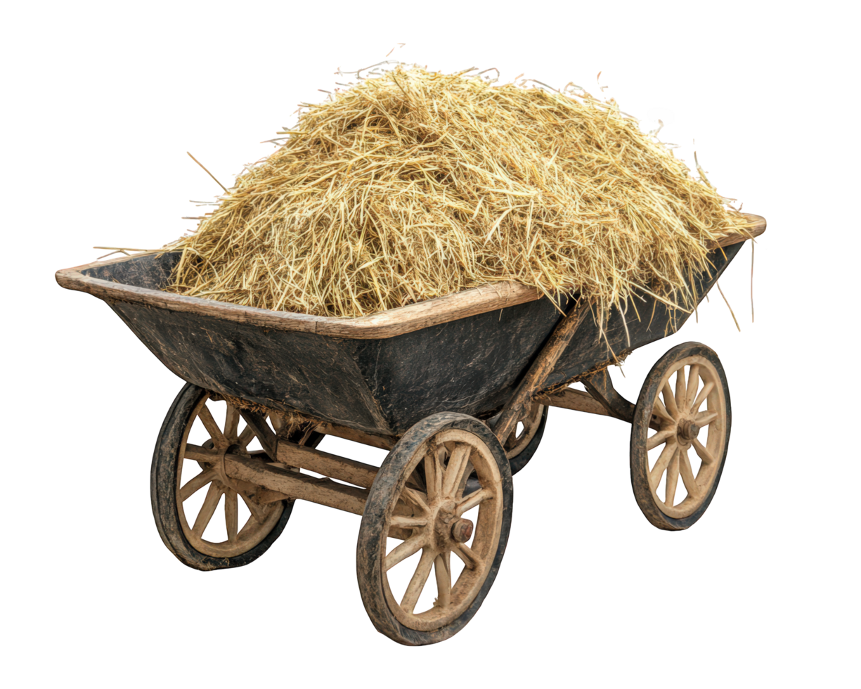 A wagon full of hay on a black background png