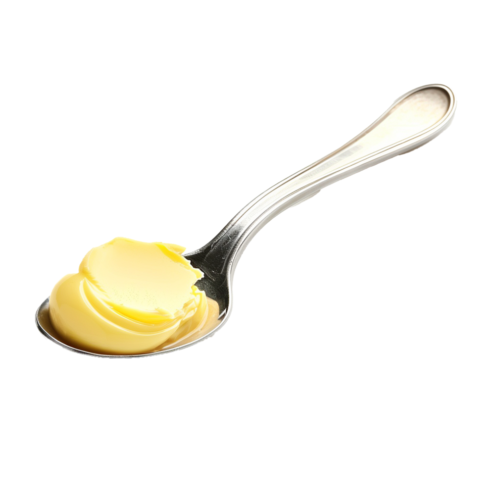 A spoonful of creamy yellow butter delicious and rich, png