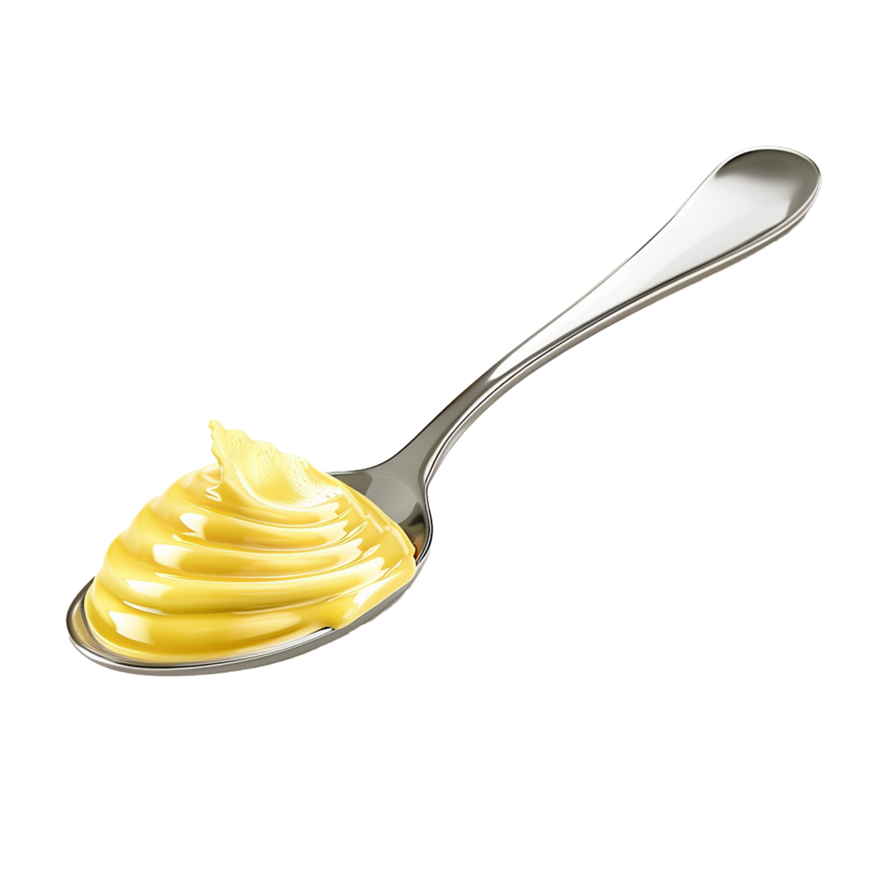 Creamy Yellow Dessert on Spoon Delicious Treat Sweet Food png