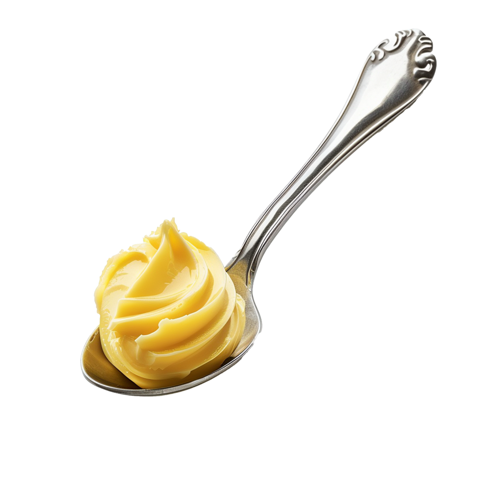 Creamy butter on a silver spoon delicious spreadable dairy product png
