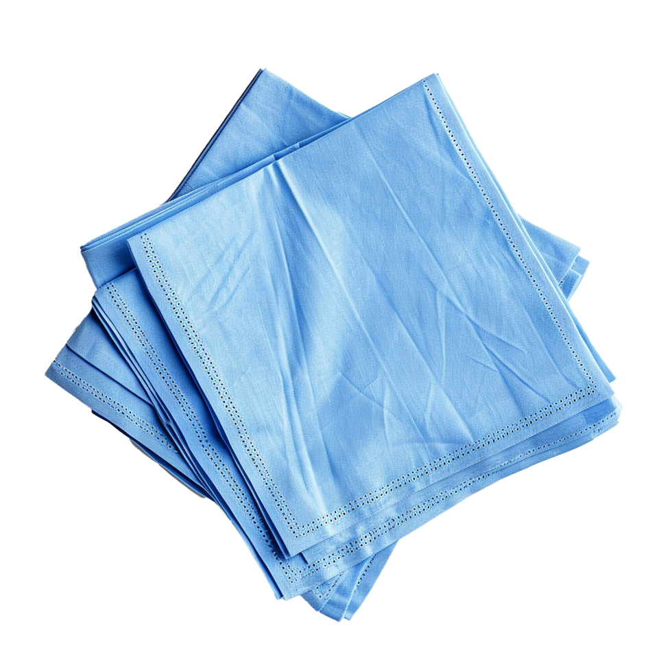 Stack of Light Blue Fabric Napkins Elegant Table Setting, png
