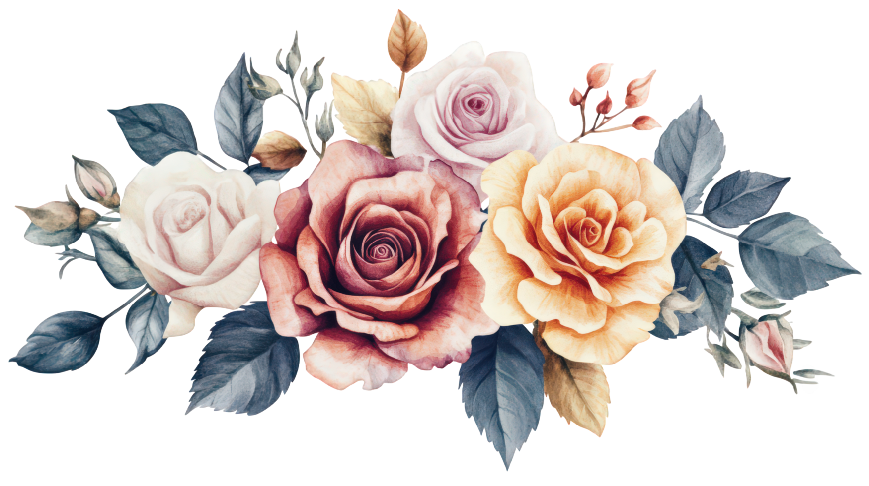 Watercolor roses transparent png