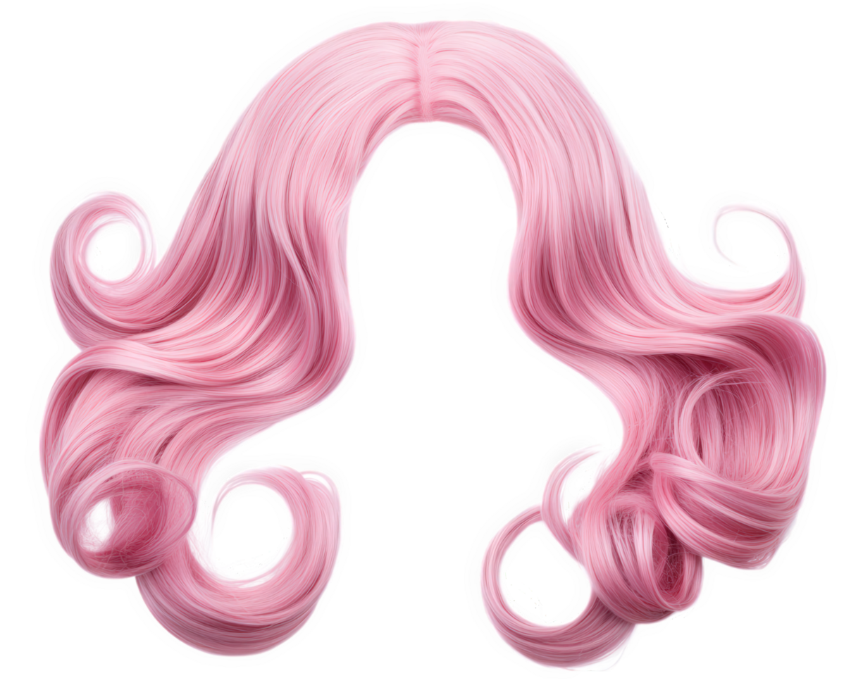 A pink wig with long wavy hair png