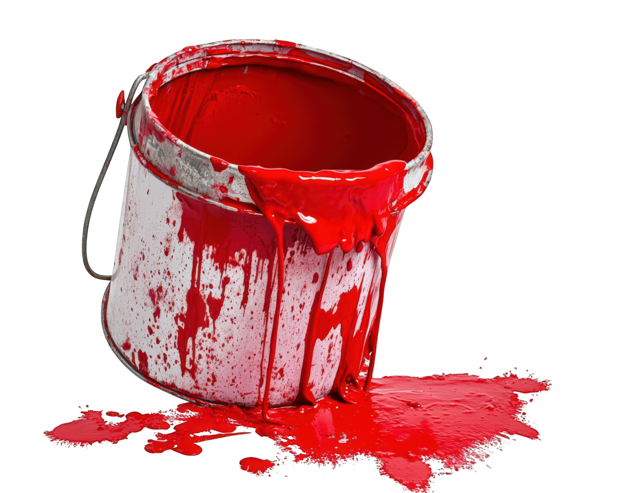 A bucket of red paint on a black background png