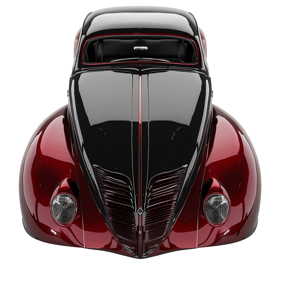 Classic Custom Car Red and Black Design Top View, png