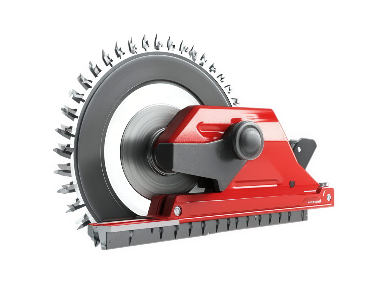 Circular saw with sharp blade and red housing, ideal for cutting wood and other materials. This powerful tool is essential for construction and woodworking projects png