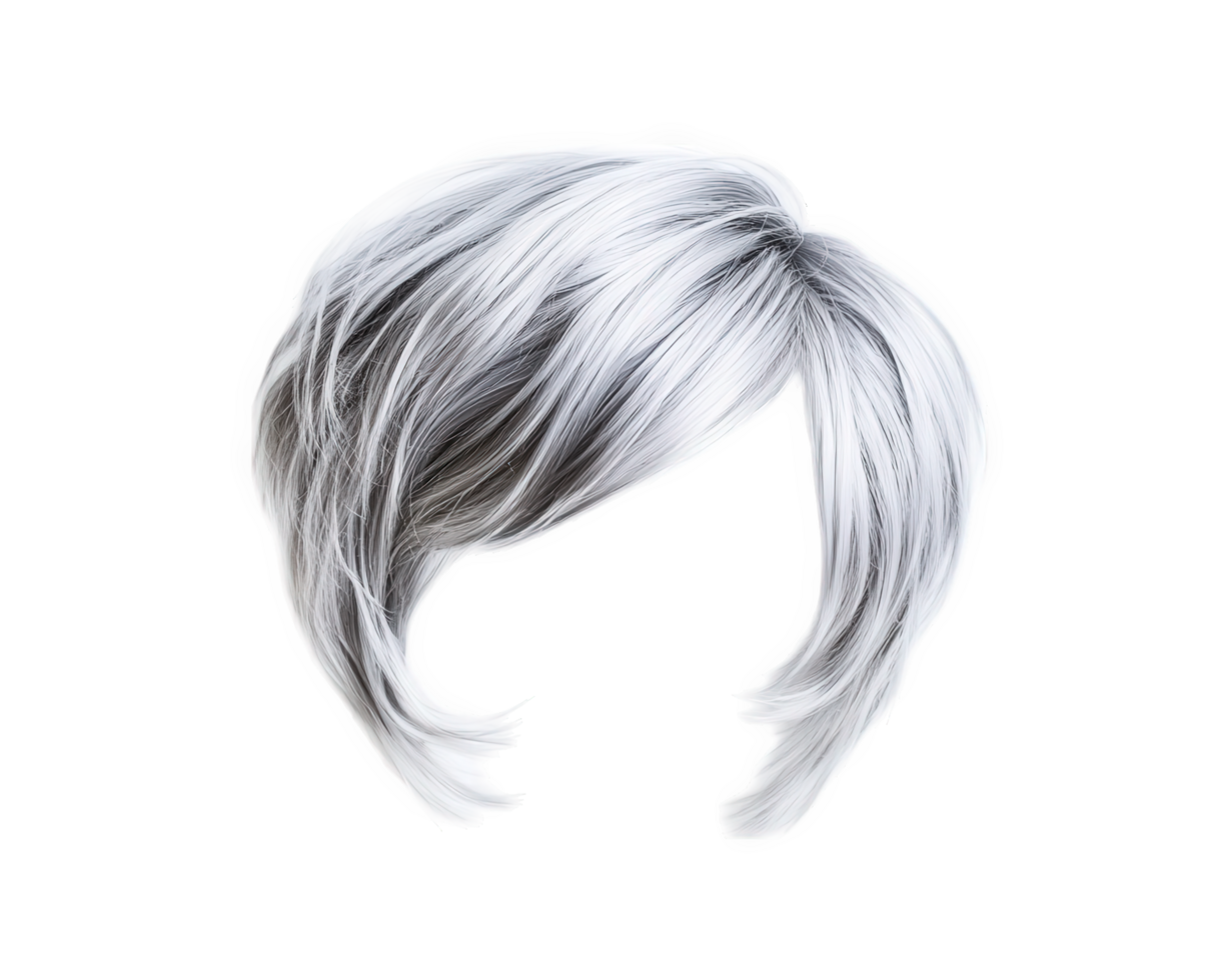 short silver wig with stylish cut, perfect for various occasions and costumes. This versatile accessory adds unique touch to any outfit png