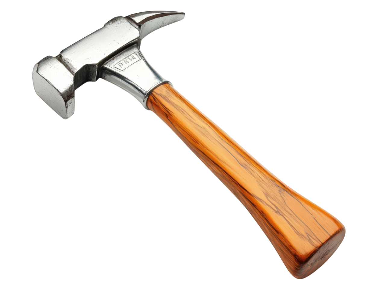 A hammer with a wooden handle on a black background png