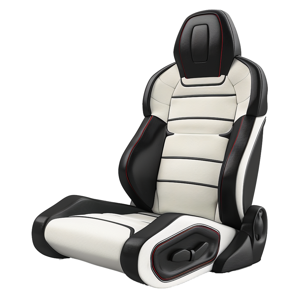Luxurious Modern Car Seat Design Black and White Leather Upholstery png