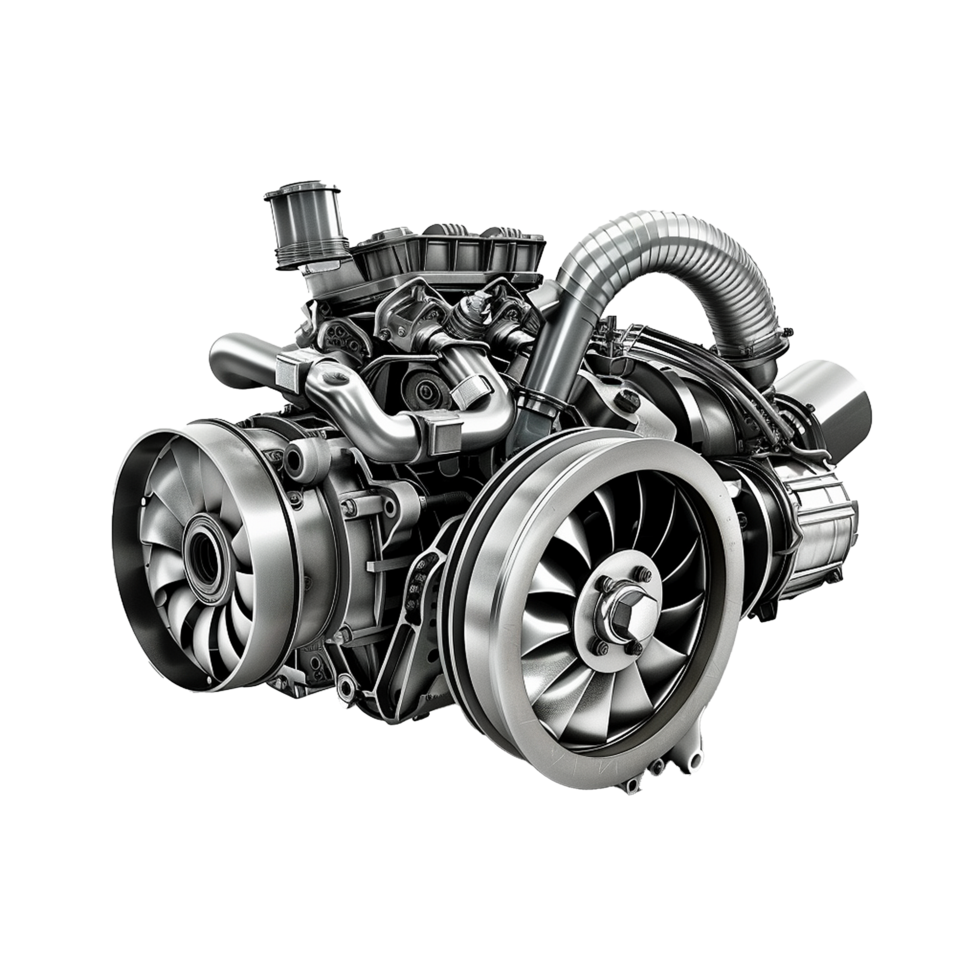 Powerful Engine Detailed View Mechanical Components Technology Industrial Design, png