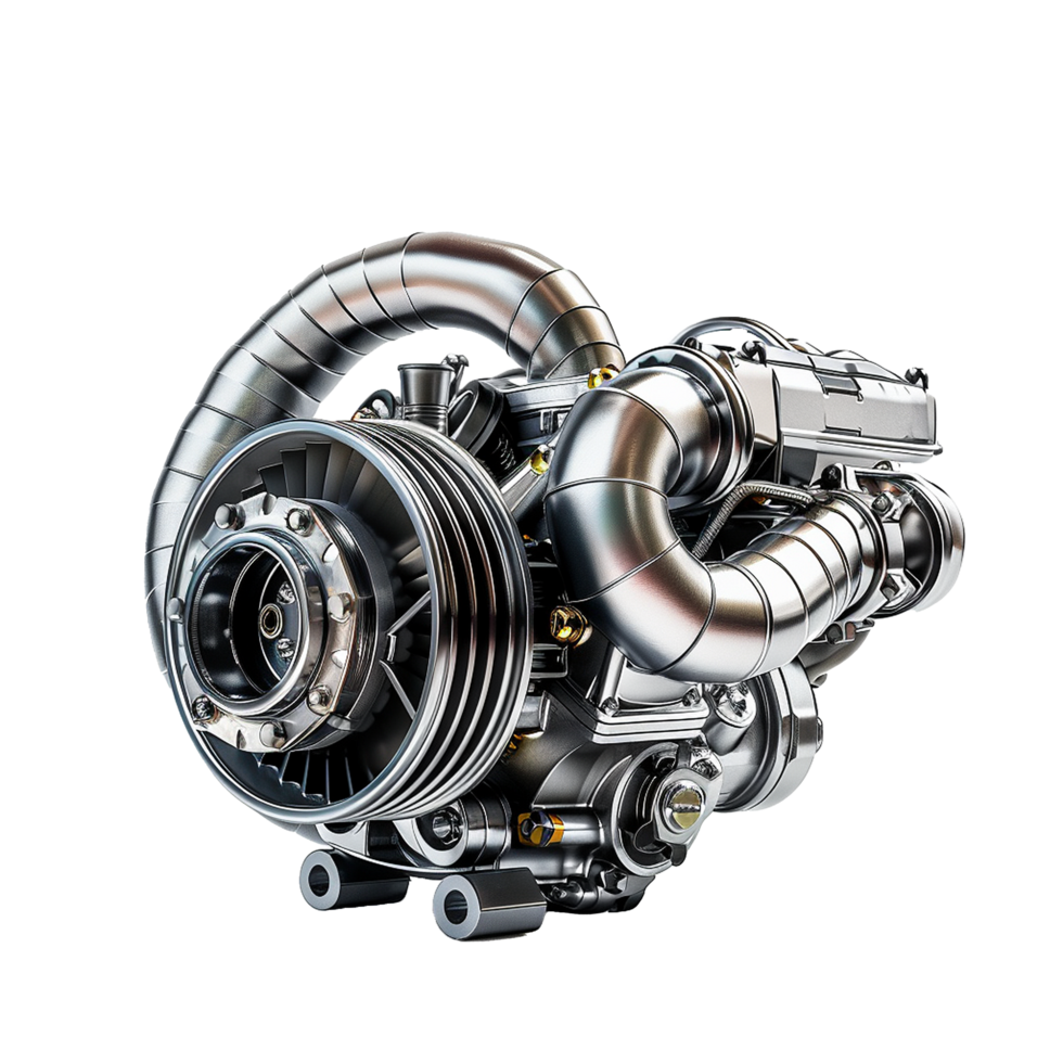 Powerful Turbocharged Engine Mechanical Design Metal Technology, png