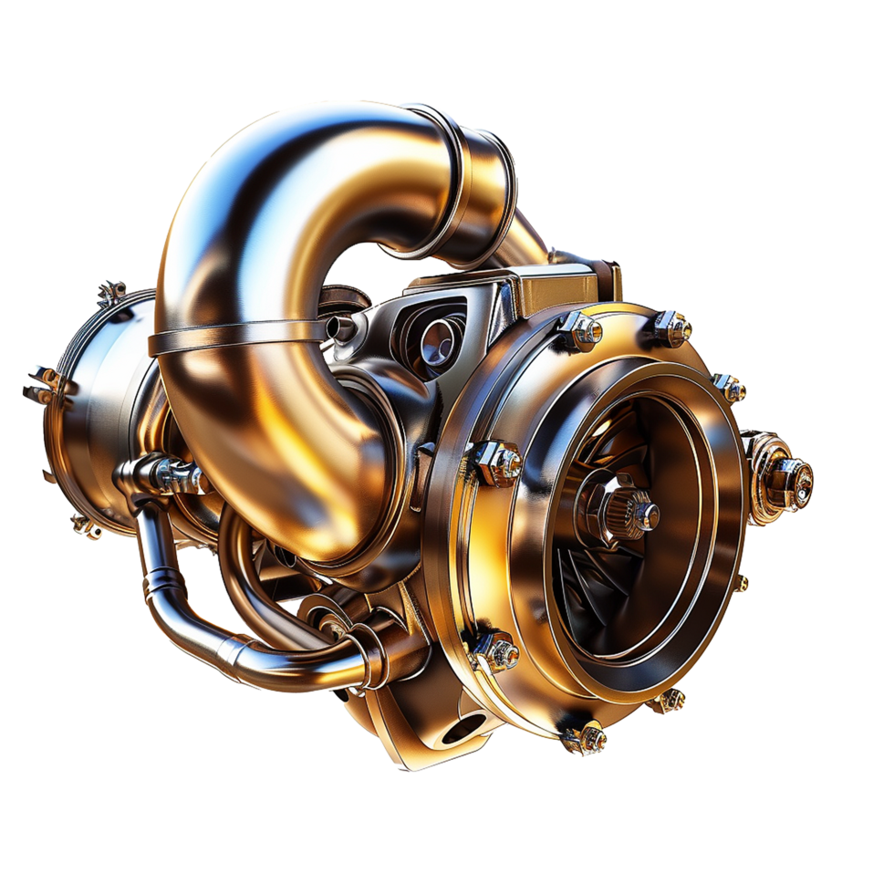 Gold Turbocharger Engine Technology Auto Part Mechanical Engineering, png
