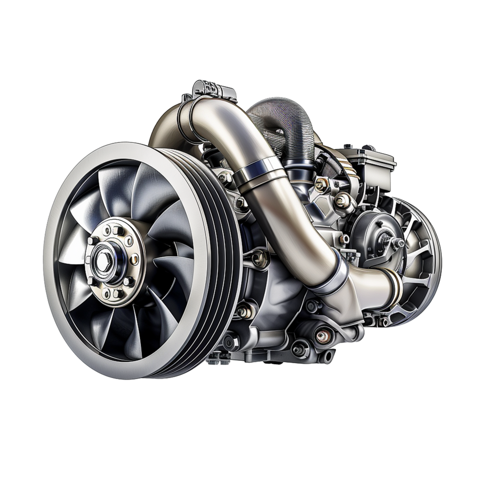 Powerful Industrial Compressor Engine Detailed View, png
