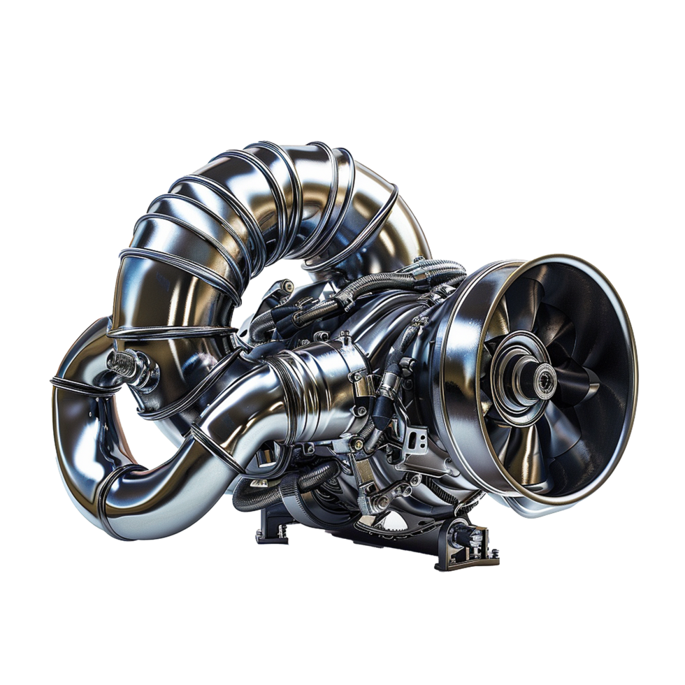 Powerful Turbocharger Engine Technology Closeup View, png