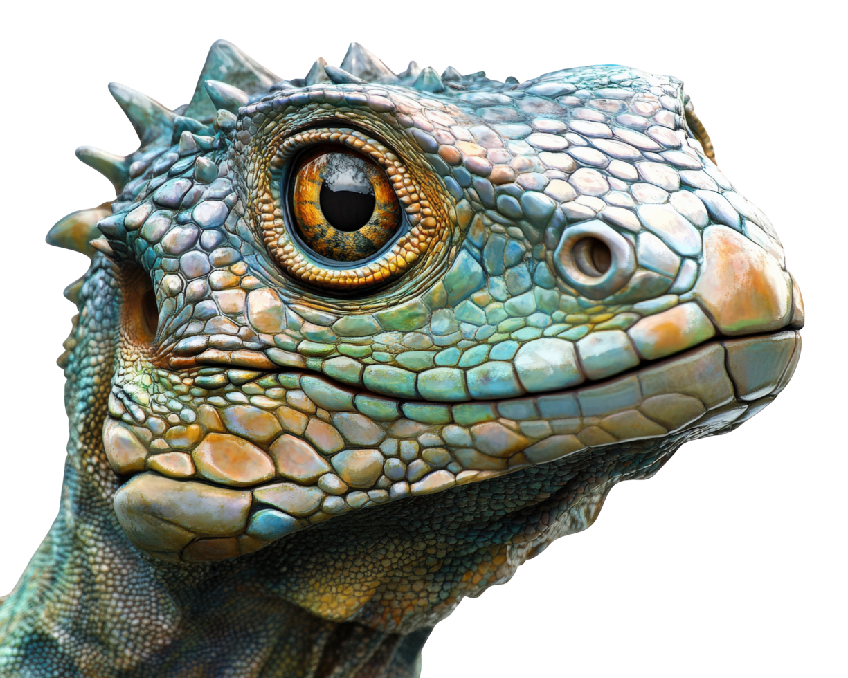 A close up of a lizard's head png