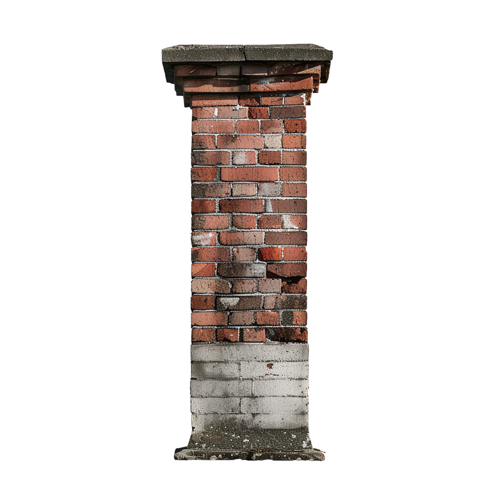 Weathered Brick Pillar Architectural Detail Old Brickwork Building Element, png