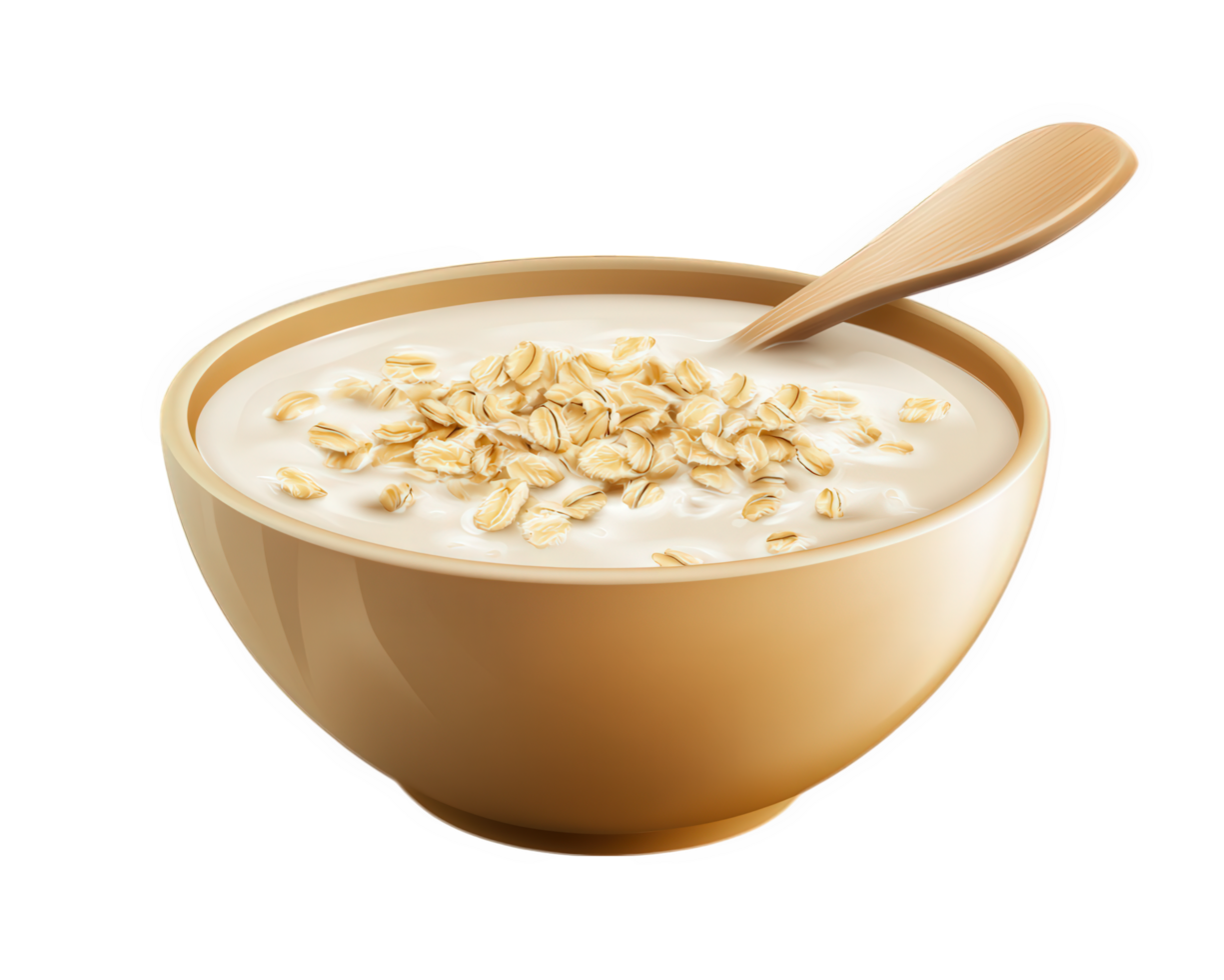 A bowl of oats with a spoon on a black background png