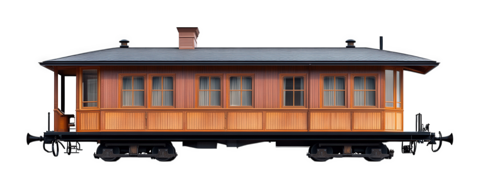 A small wooden train car with windows png
