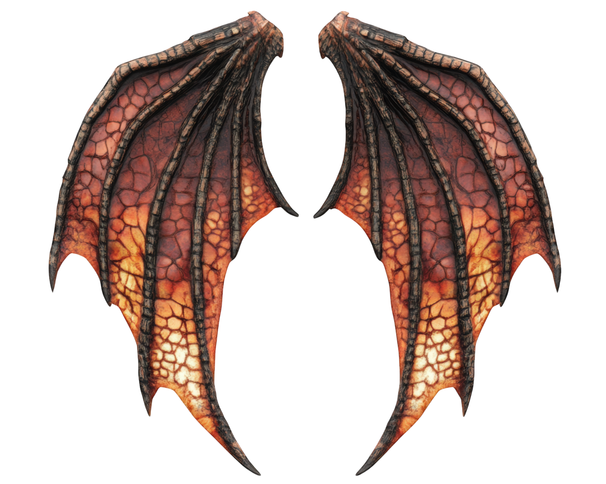 The wings of a dragon are shown on a black background png