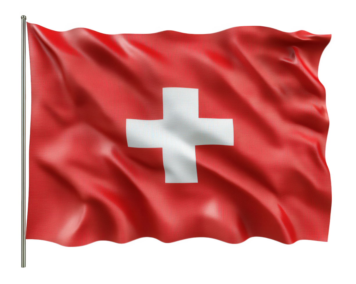 The flag of switzerland is waving in the wind png