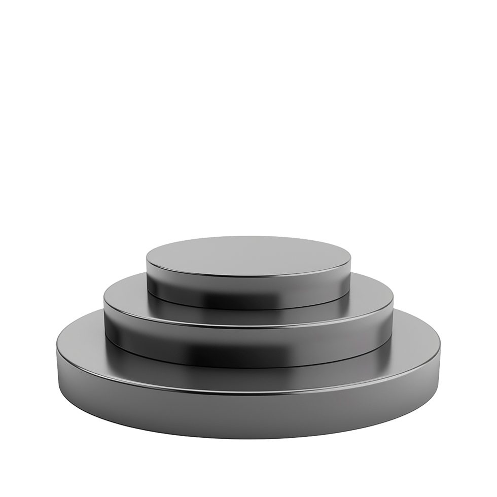 Three Tiered Black Circular Pedestal Display Stand Mockup for Product Presentation png