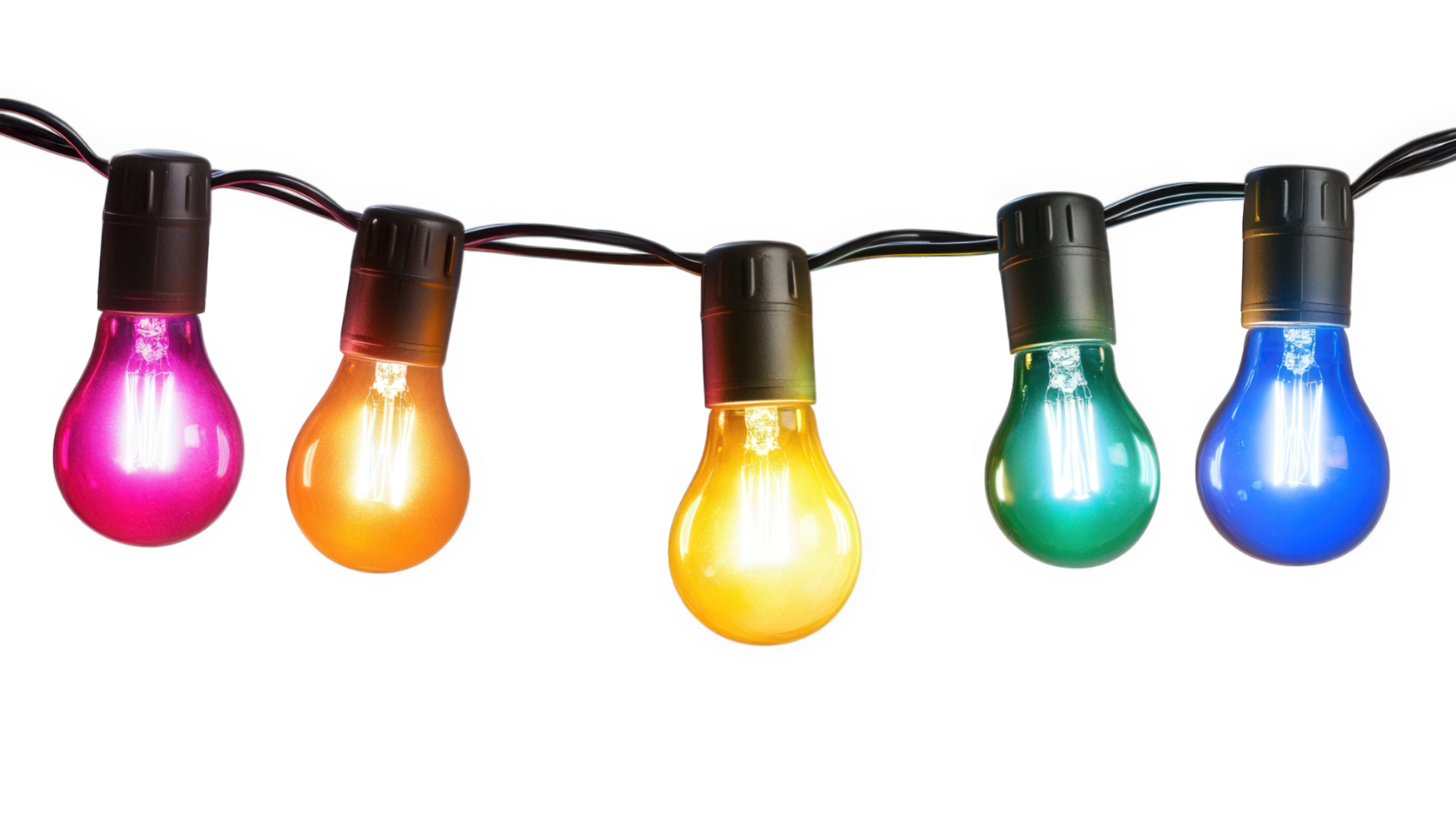A string of multi colored christmas bulbs png
