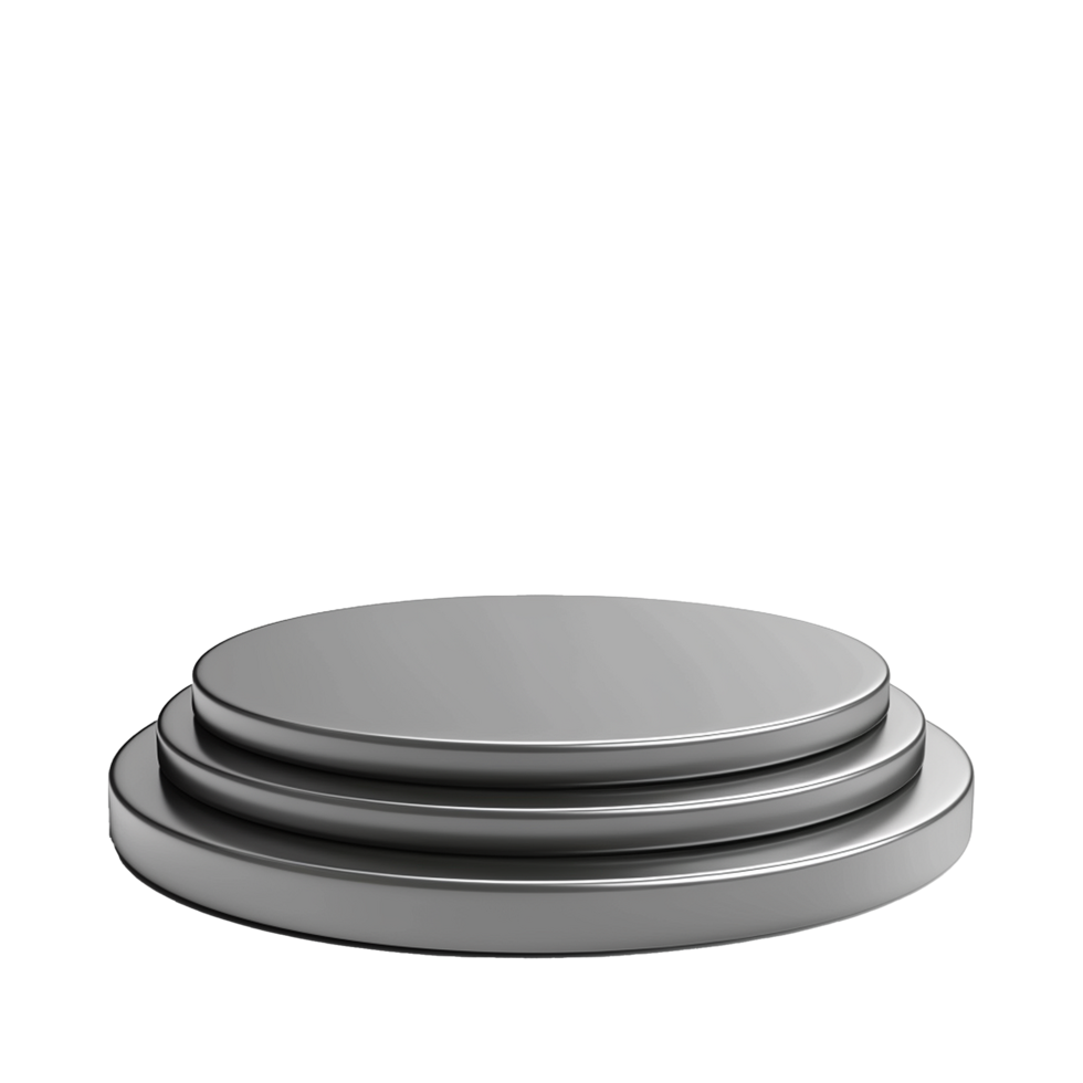 Sleek Metallic ThreeTiered Round Display Stand Platform for Product Presentation or Award Ceremony png