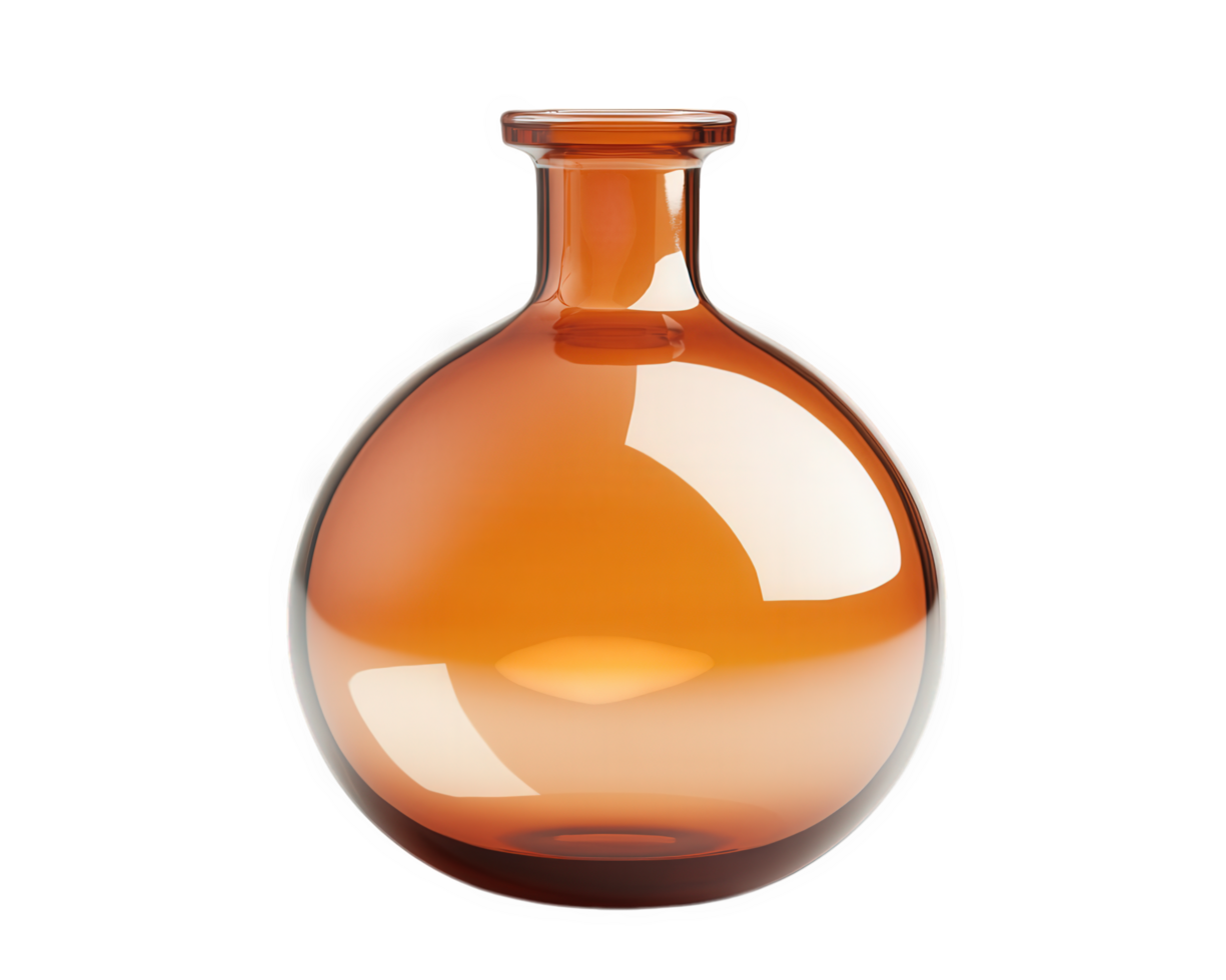 A glass vase with a brown color png