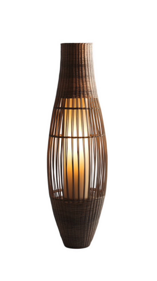 A wooden lamp with a light in it png