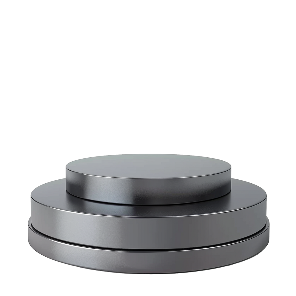 Elegant TwoTiered Metallic Round Pedestal Display Stand for Product Showcase or Award Ceremony png