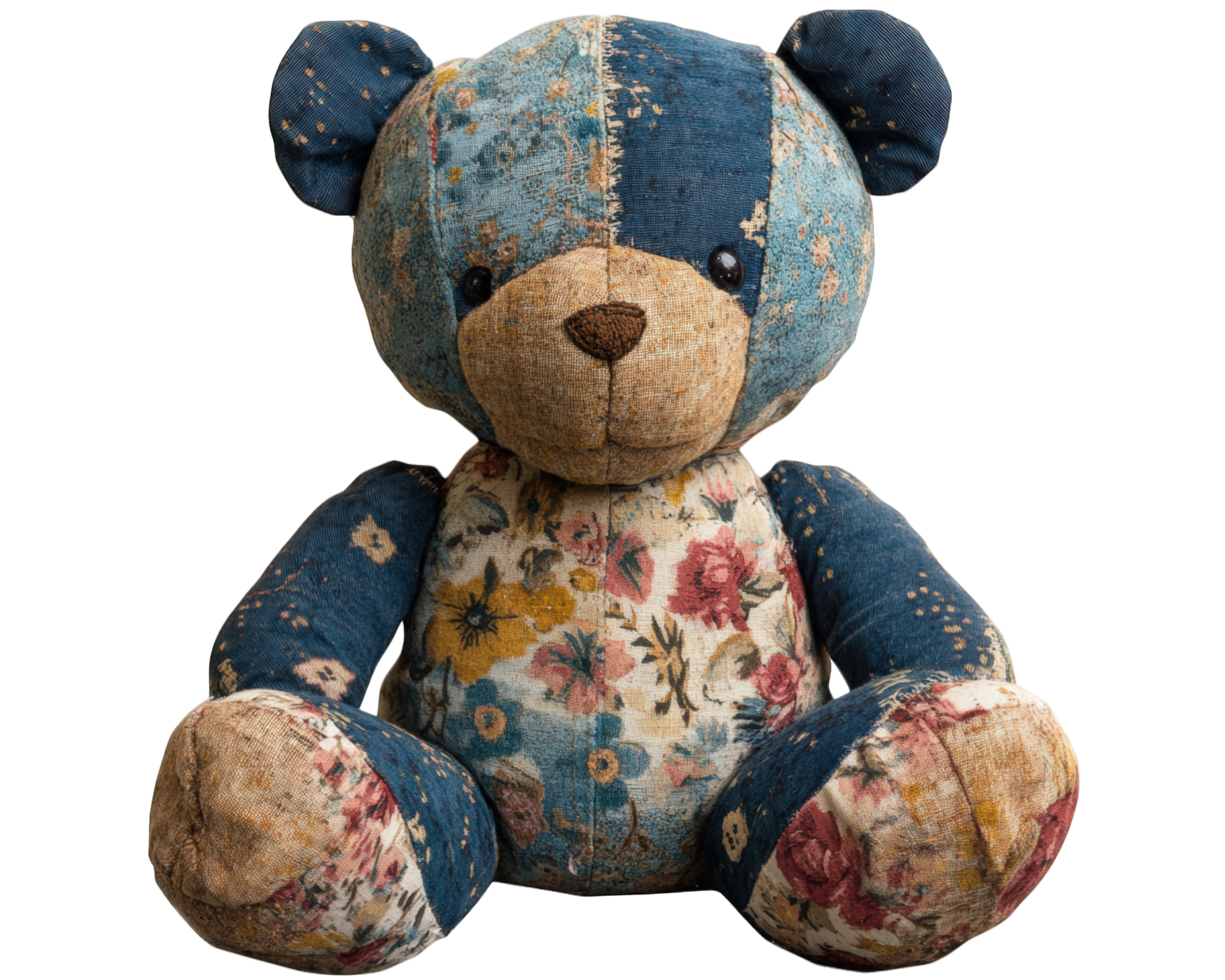 A teddy bear with a floral pattern on it png