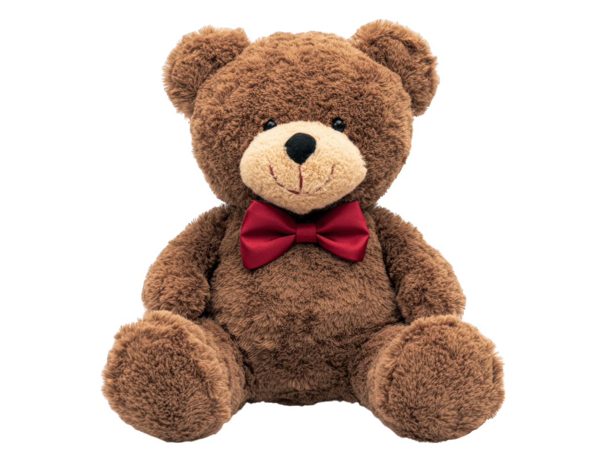 A brown teddy bear with a red bow tie png