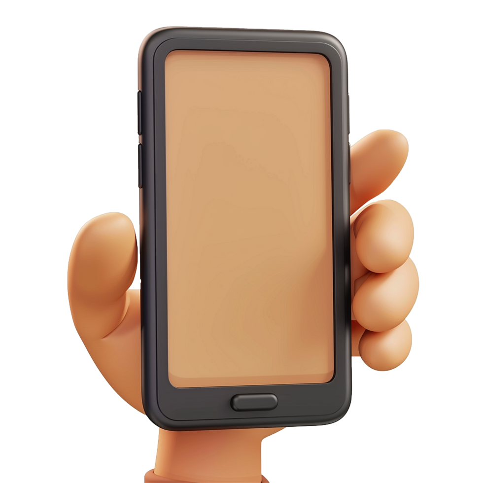 A Cartoon Hand Holding a Smartphone with a Blank Screen png