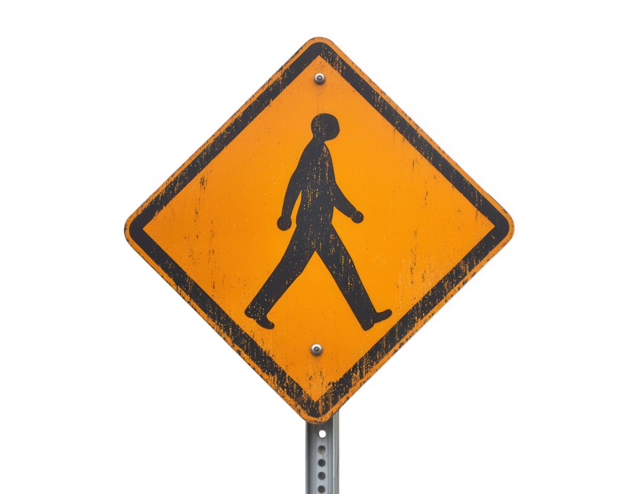 A pedestrian crossing sign with a black background png