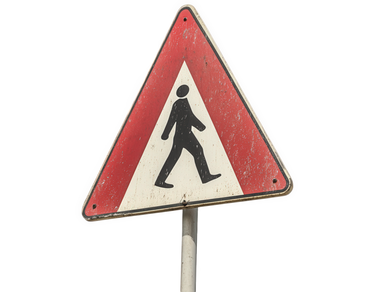 A pedestrian sign with a black background png