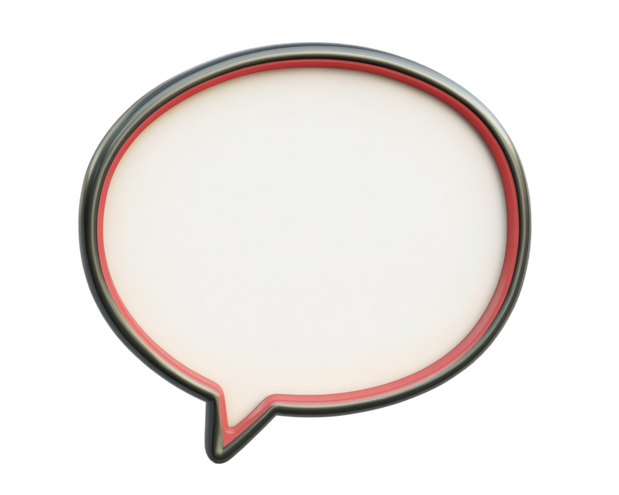 A speech bubble with a red border on a black background png