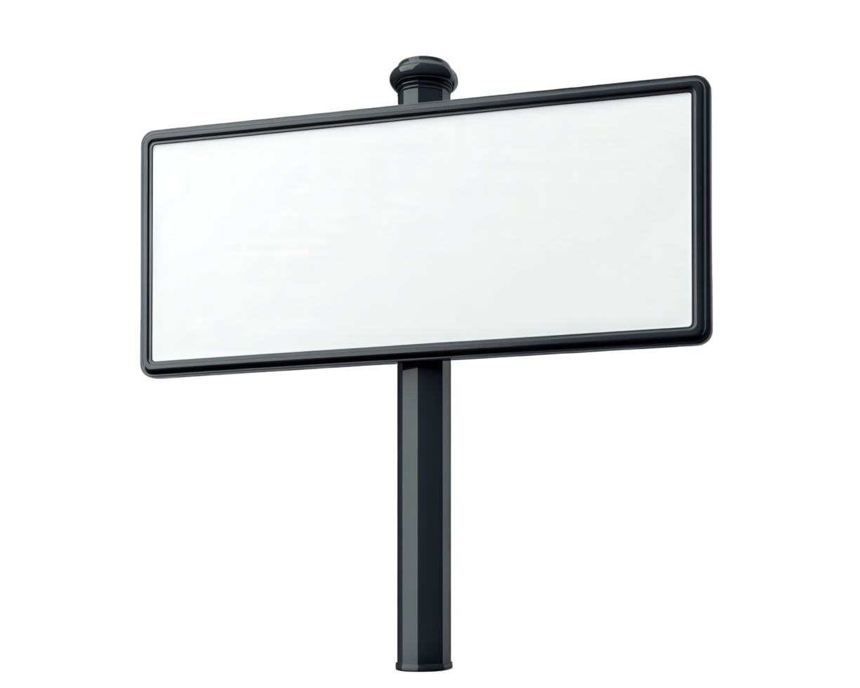 Blank billboard on black metal pole png